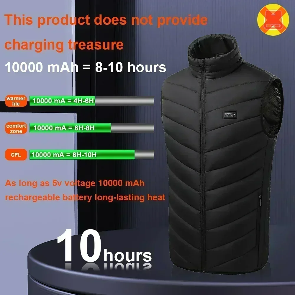 21 Zone Heating Vest Jacket Men USB Smart Switch Electric Heating Sleeveless Jacket Winter Warm Clothes Women Thick Padded Vest