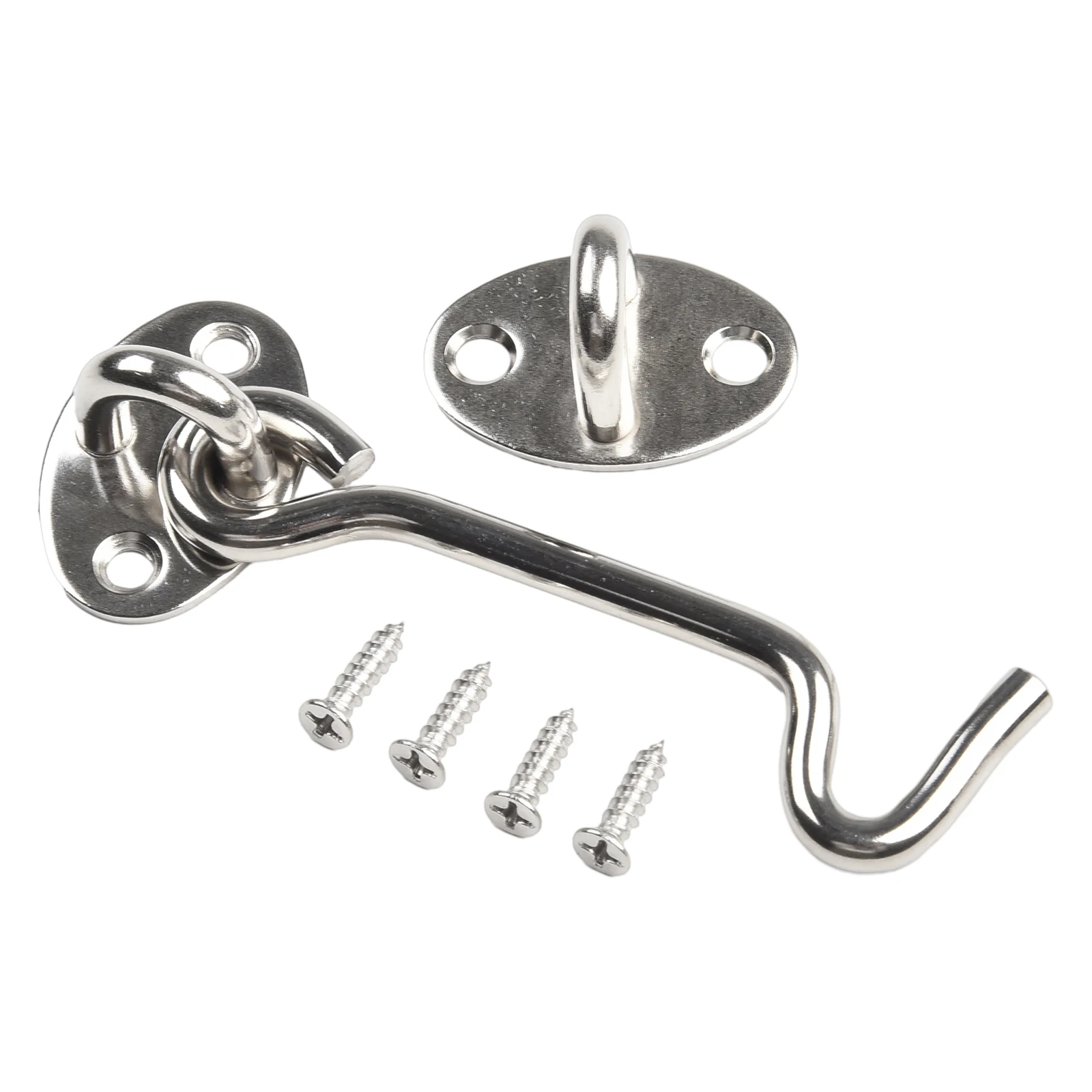 Cabin Hook Eye Lock With Safety Switch Hook Door Eye Latch Silent Catch Holder With Screws Storage Hooks 16pcs Screws