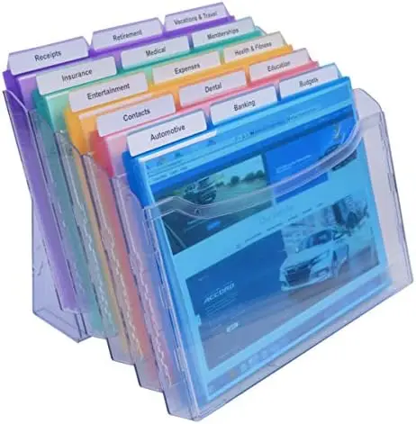 

Office StationMate StepUp Polystyrene File Desktop Organizer with 18, 3rd-Cut PocketFile Project Files, Clear
