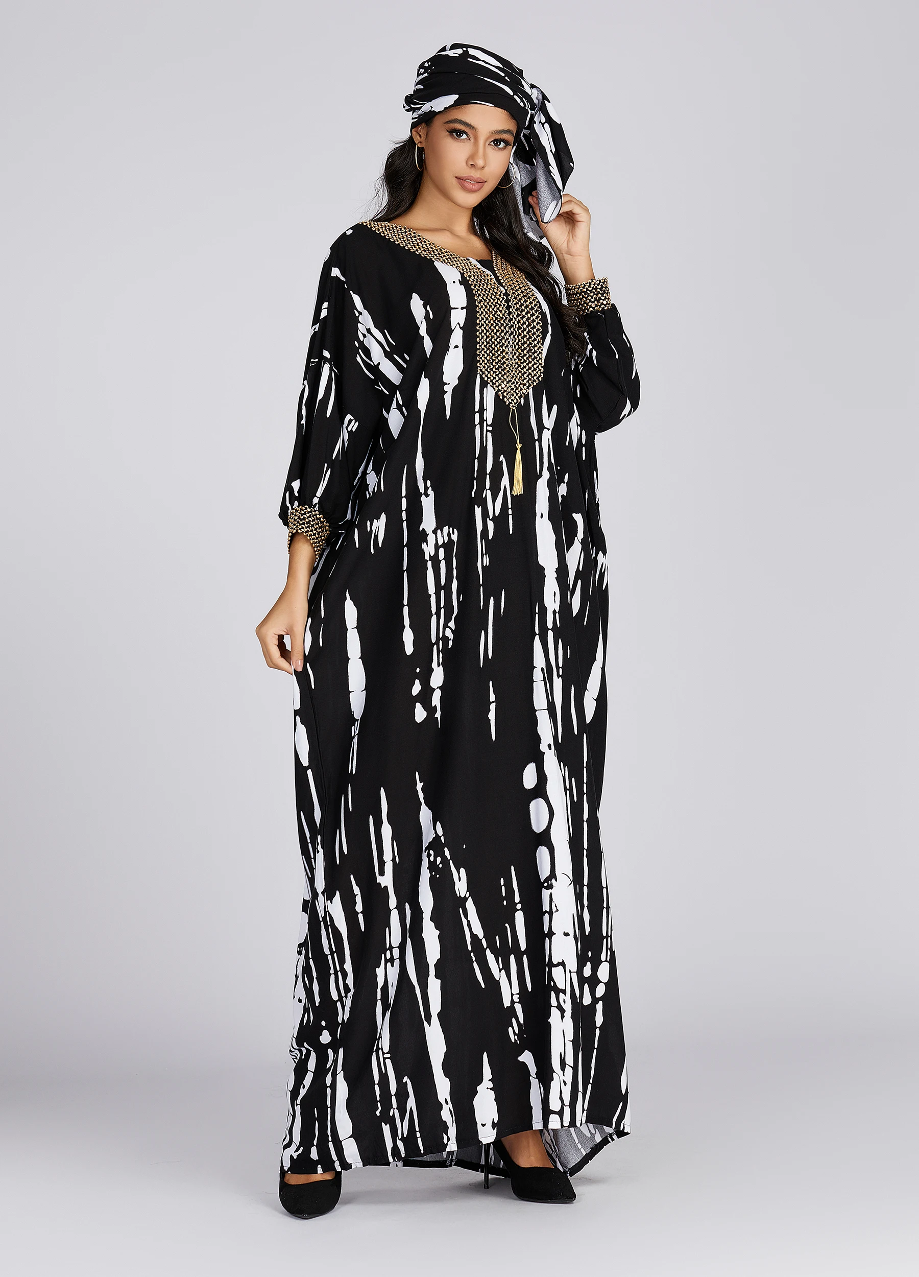 2024 Nieuwe Afrikaanse Zomer Plus Size Lange Mouw Dashiki Kaftan Losse Boubou Maxi Islam Vrouwen Casual Jurk Afrikaanse Kleding