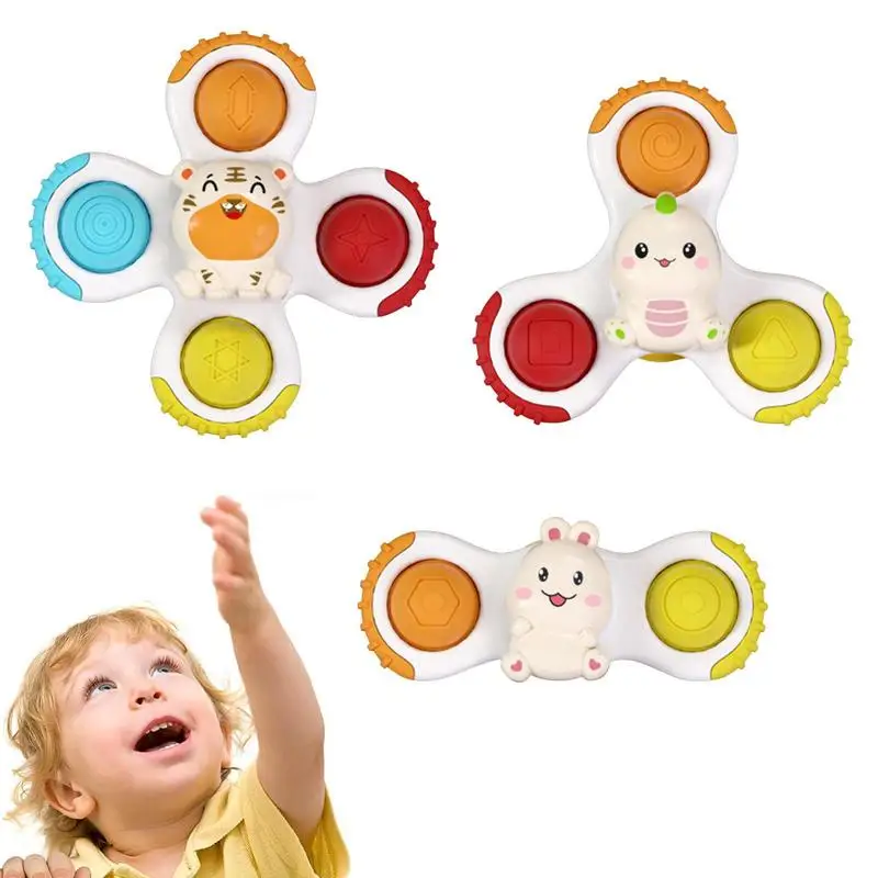 Funny Spinning Top Toy For Bath 3 Pcs Baby Suction Cup Spinning Top