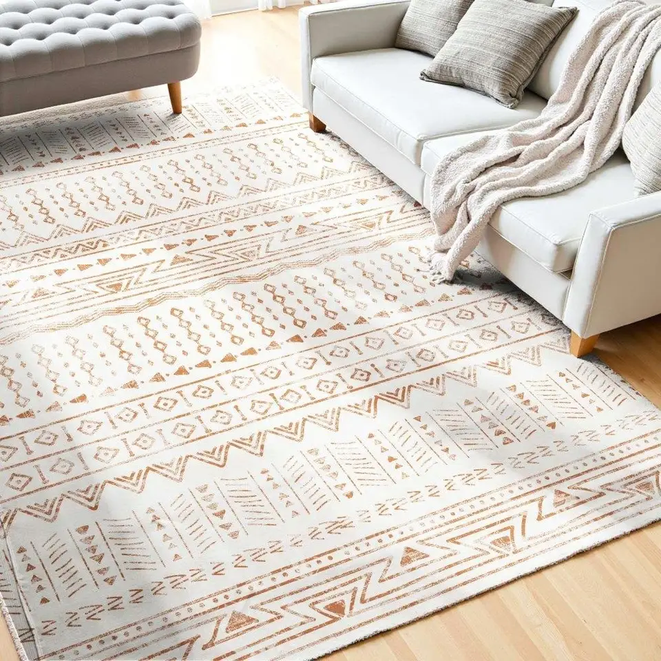 Beige Anti Skid Tear Resistant Area Rug 5x8 Feet