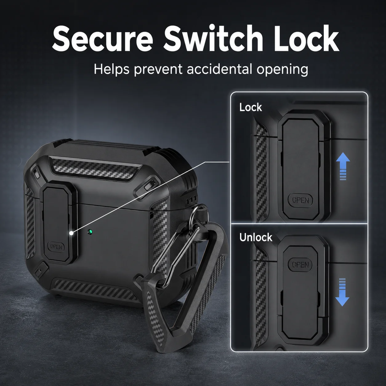 Secure Lock Protective AirPods Case with Cleaning Kit & Keychain