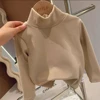 Autumn Winter Children Clothes Solid Baby Long Sleeve Tops Turtleneck T-shirt Fleece Warmth Casual Kid Girl Boy Tops 4