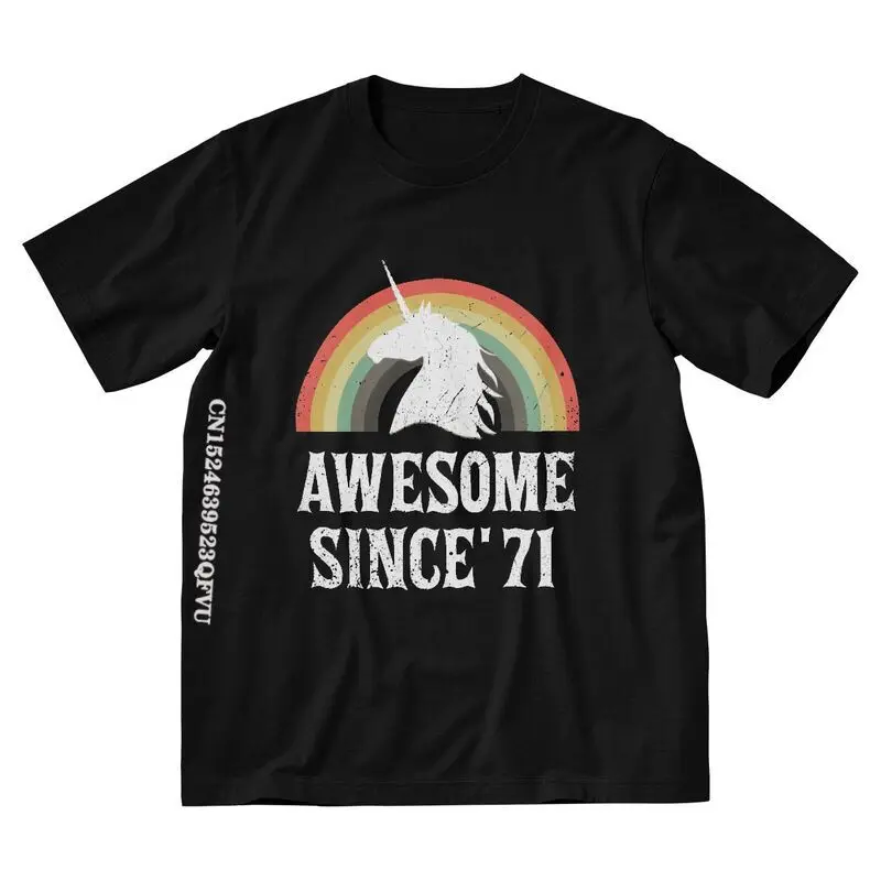 

Футболка Мужская/женская с единорогом, винтажная тенниска потрясающая с 1971 года, майка в стиле эмо на 50-летие, одежда в готическом стиле с аниме