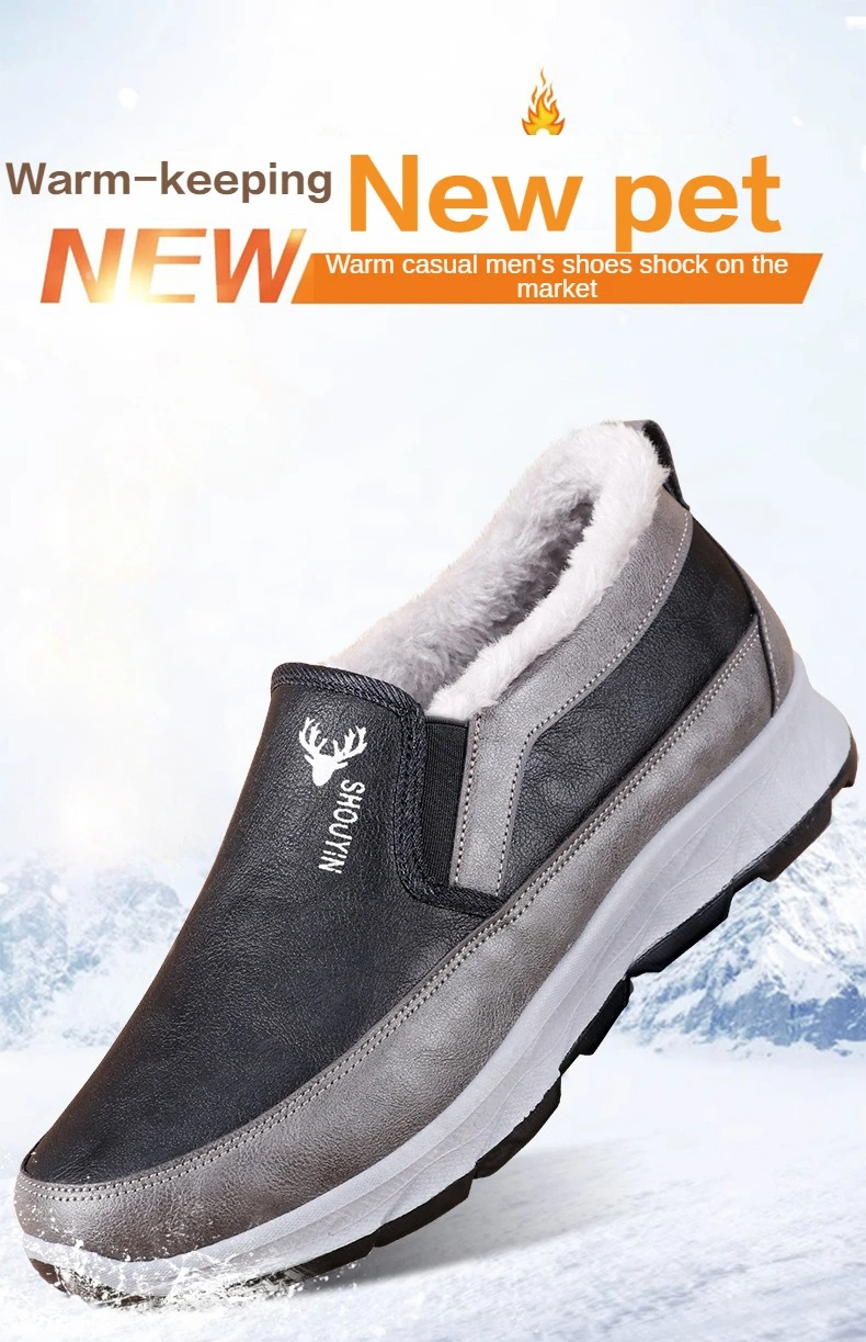 Winter New Waterproof and Snow Proof Men's Snow Boots Old Beijing Cotton Shoes Plush and Thickened Warm Cotton Shoes39-44