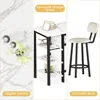3-Piece Bar Table and Chairs Set, Modern White Faux Marble Table with 2 PU Cushion Bar Stools, Kitchen Counter 6