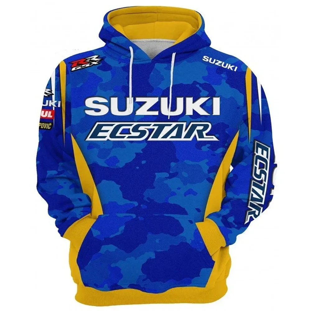 New Suzuki R logo 3D printed hoodie motorcycle rider love sports men's autumn and winter leisure warm long-sleeved pullover