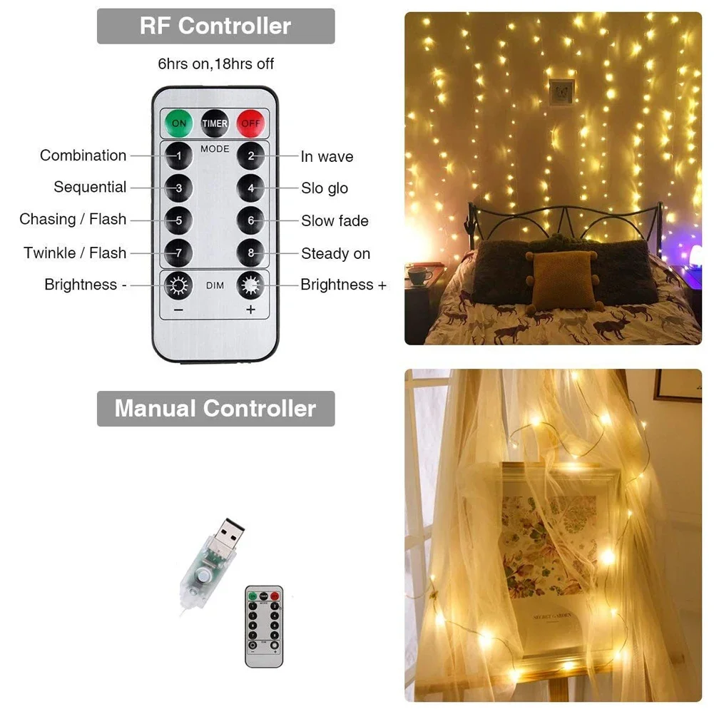  ߿ Ŀư ڿ  3*3m 300Led USB 5V  Cotroller Led Festoon  ħ  