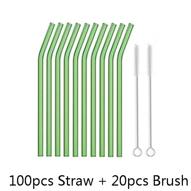 Pajitas De Cristal Reutilizables 6 Unidades | 3 Curvas + 3 Rectas, Con Cepillo Limpieza, Aptas Lavavajillas, Para Batidos, Cócteles, Té
