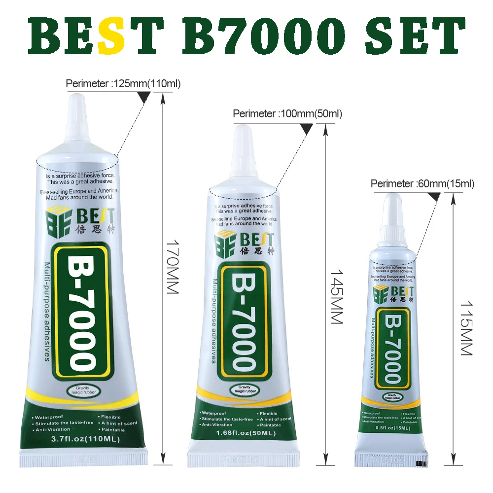 15-110ml Best B7000 Liquid Glue Repair Diamond Plastic Metal Glue Computer Chip Screen Glue Tape Wood Textile Rubber Super Glue