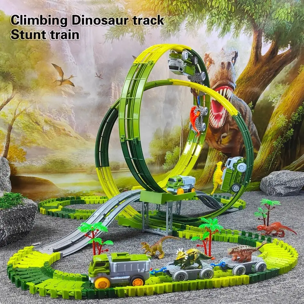 Dinosaur World Climbing Track Train Flexible Track Anti-gravity Electric Track Toy Railway Toy Vehicle Dinosaur Track Car