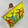 Keiths Haring Beach Towels Shower Towel Sauna Travel Spa Microfiber Quick Dry Gym Accessories Cute Room Decor 5
