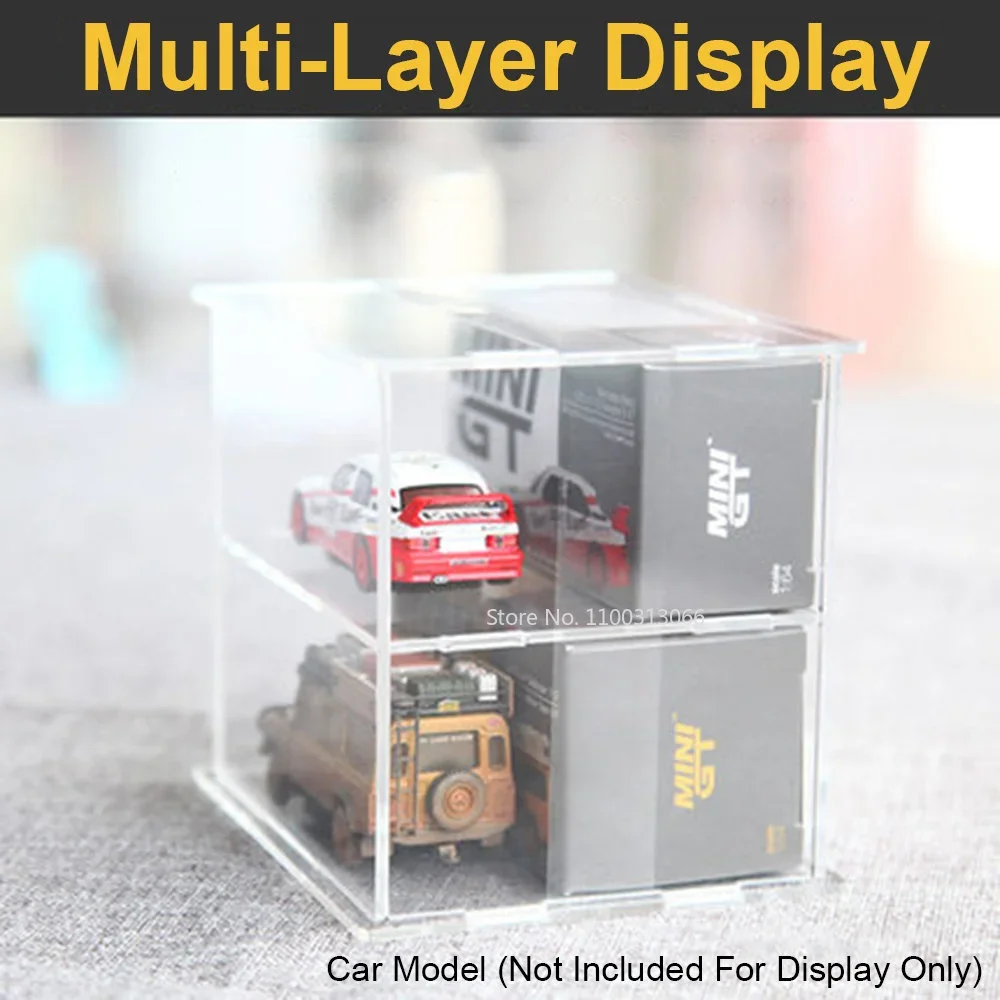 MINIGT 1:64 Alloy Car Model Transparent Acrylic Hard Cover Case Miniature  PVC Double-Deck Display Box Car Model Collectible Box