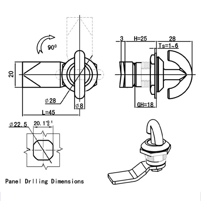Keyless Cabinet Cam Lock For Box Cupboard Locker Yacht Car Bathroom Window