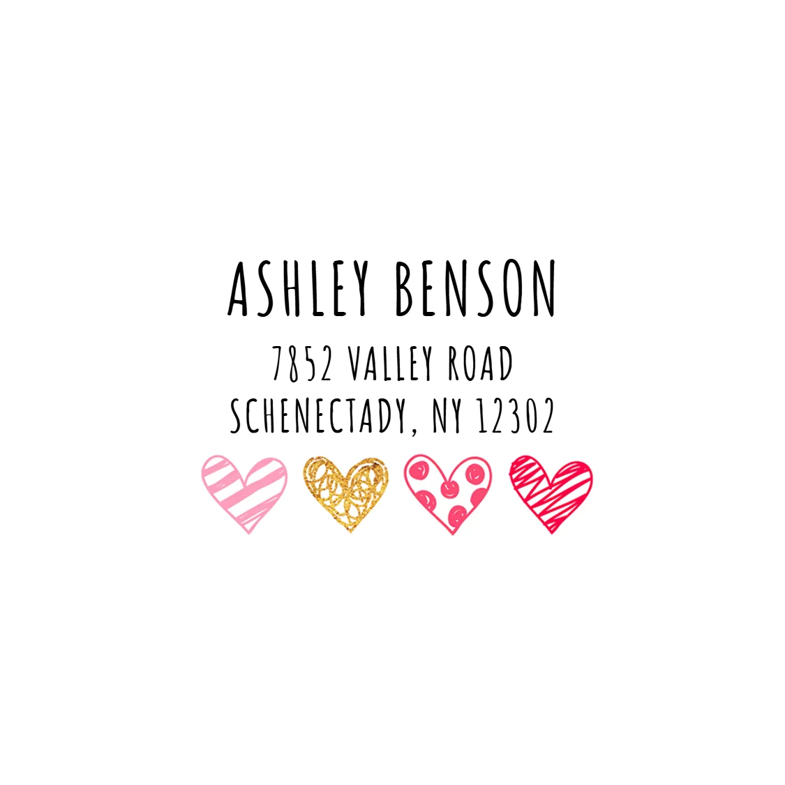 Cute Return Address Labels With Hearts Mailing Stickers Personalized Wedding Valentine Back To School Colorful