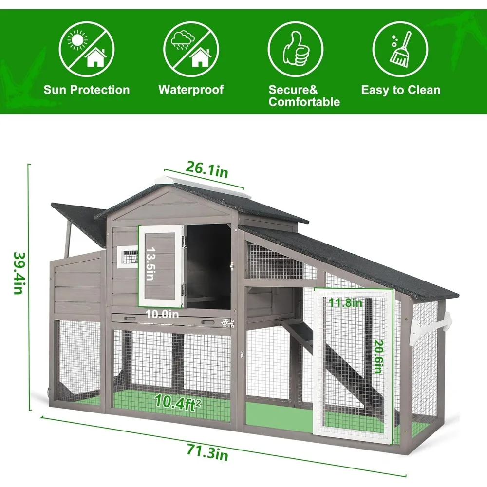 NickChen Wooden Chicken Coop with Run 2