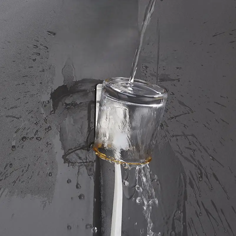 Stainless Steel Toothbrush Holder Wall Mounted Adhesive Toothbrush Cup Holder Space Saving Home Organizer