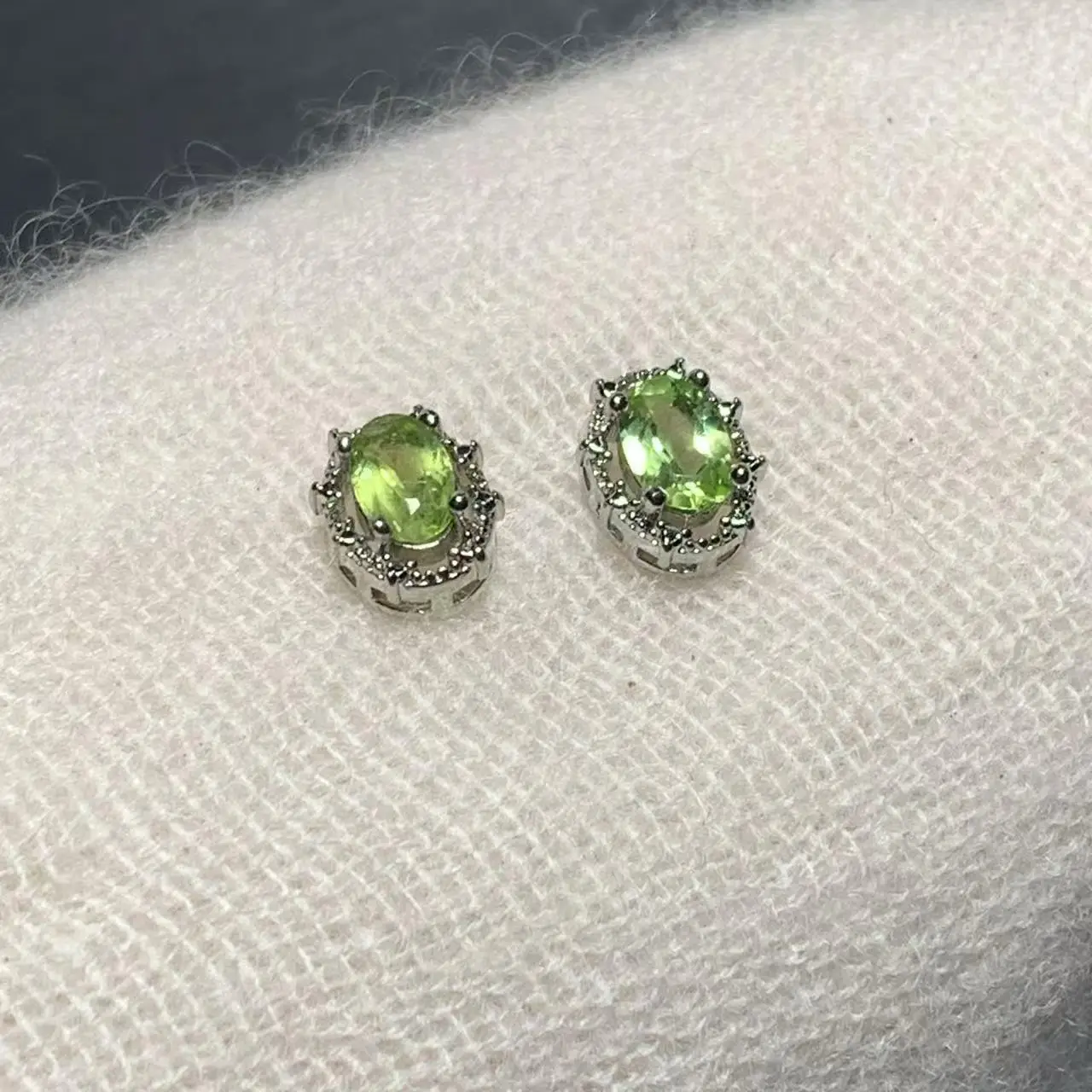 Authentic Natural Peridot 925 Sterling Silver Stud Earrings For Women Jewelry Gift Simple Peridot Jewelry Green