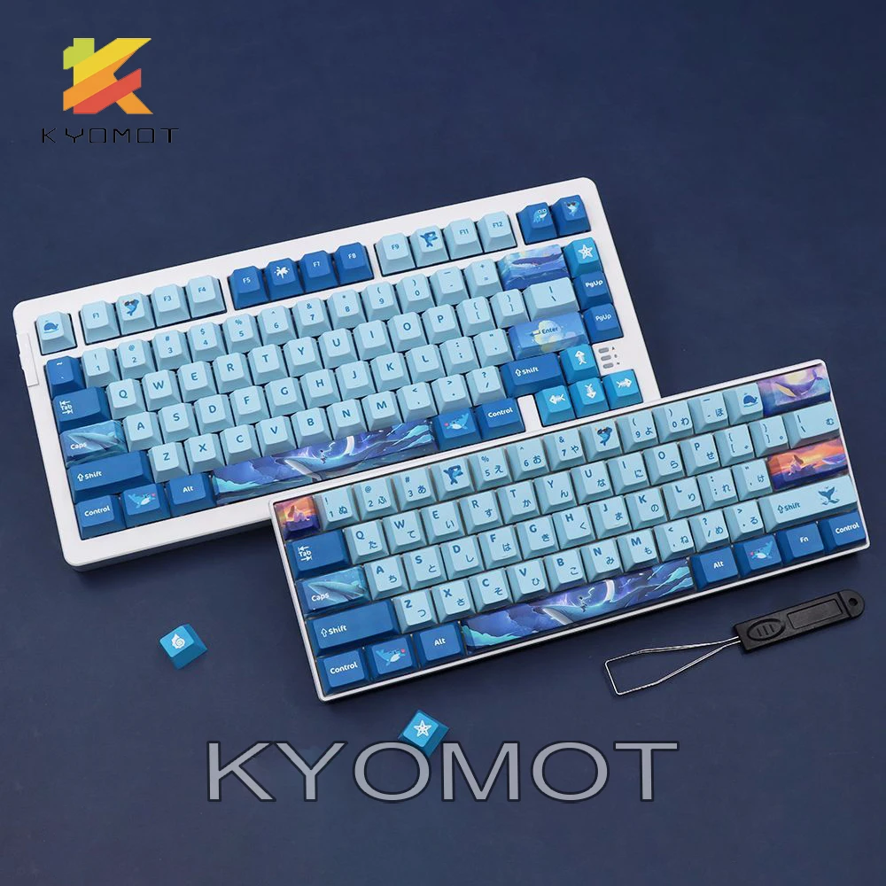 

KYOMOT 151 Keys Cherry Profile Keycaps Blue Dream Ocean PBT Dye-Sub Customize Layout Key cap for MX Switch Mechanical keyboard