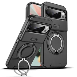 Custodia ibrida a doppia scocca in metallo con protezione per obiettivo della fotocamera scorrevole - Cover antiurto
