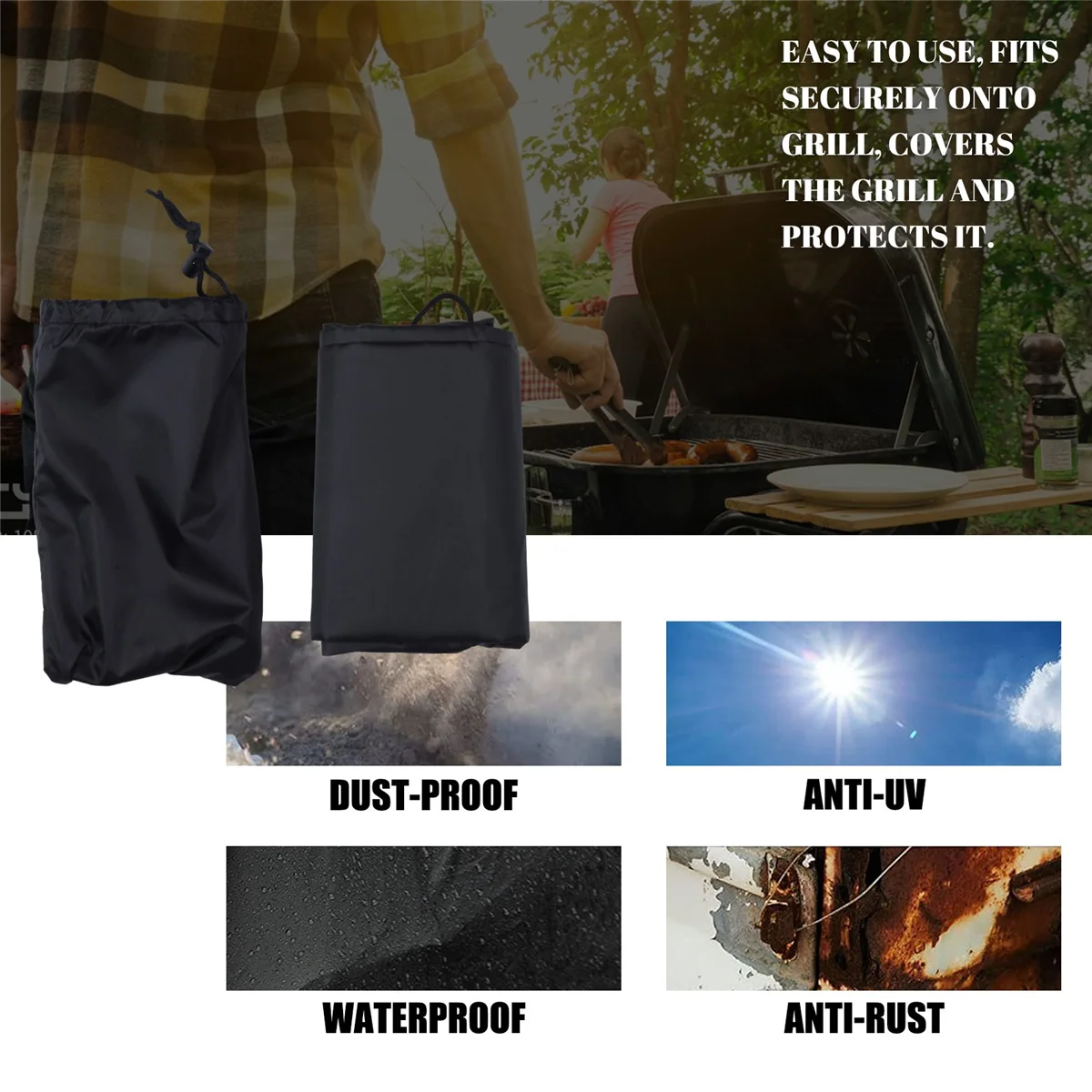 Copertura Per Barbecue Impermeabile Copertura Per Griglia Per Carrello Rotante Per Barbecue Per Protezione Serie Weber Q1000 Q2000, Resistente Ai Ragg