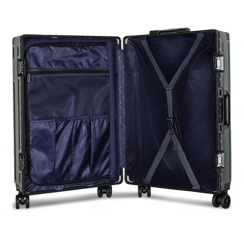 Aluminum Frame Suitcase With Silent Wheels And Combination Lock_voghion.com
