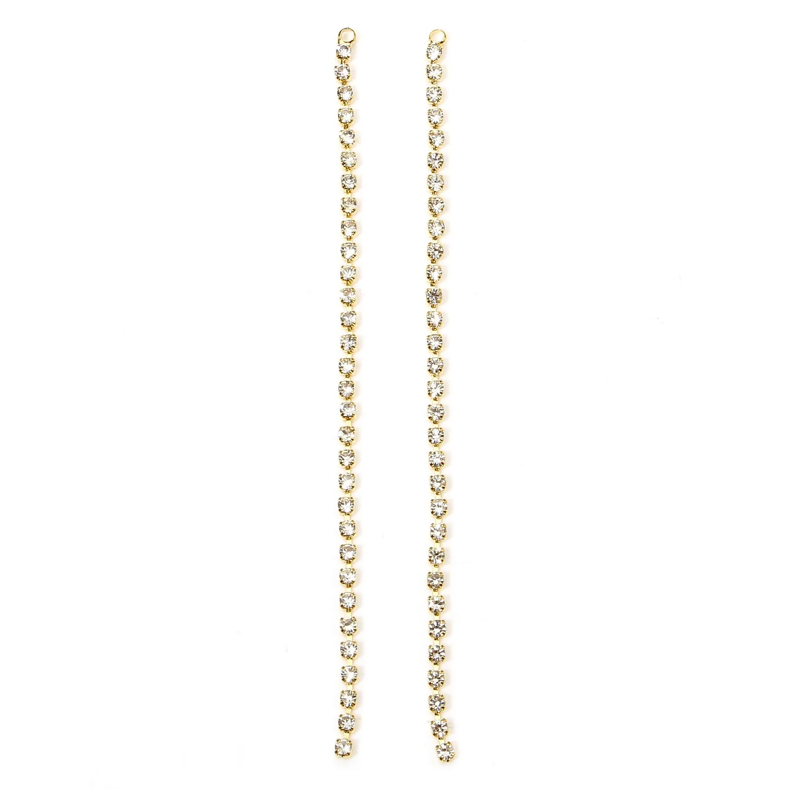 2 stücke neue Messing Anhänger Gold Farbe lange Quaste geometrische Strass Charms DIY Ohrringe für Frauen Hochzeits feier Schmuck Ergebnisse – Detail 4