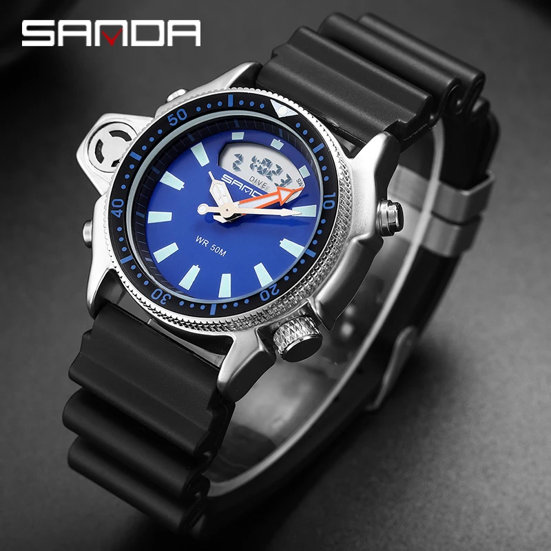 

SANDA Sport Men Watches New Fashion Casual Military Quartz Watches 50M Waterproof Male Auto Wrist Watch Relogio Masculino