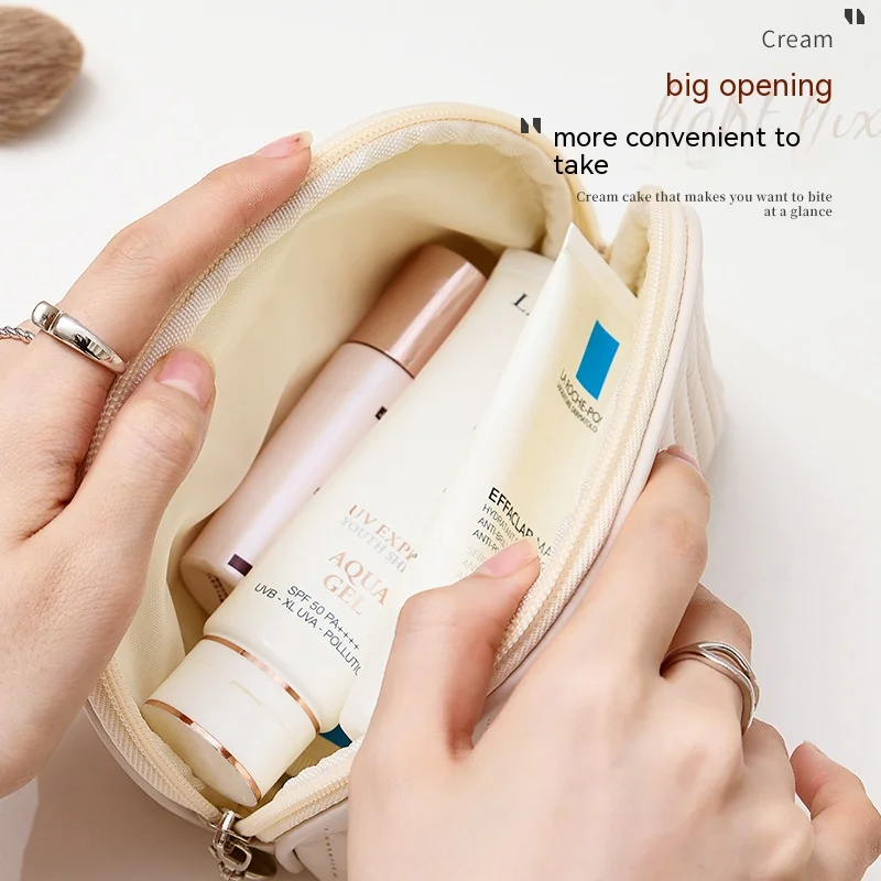 

Fashion Makeup Bag For Women Portable Female Travel Cosmetic Lipstick Storage Girls Ladies Soft Leather Clutch Toiletry Wash Bag
