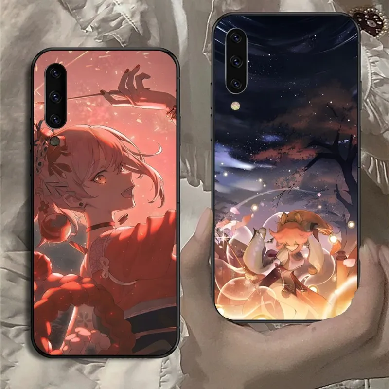 Simpatica Custodia Per Telefono Con Icona Di Impatto Genshin Per Samsung Note 9 10 20 Plus Pro Ultra J6 J5 J7 J8 Cover Morbida Nera Per Telefono