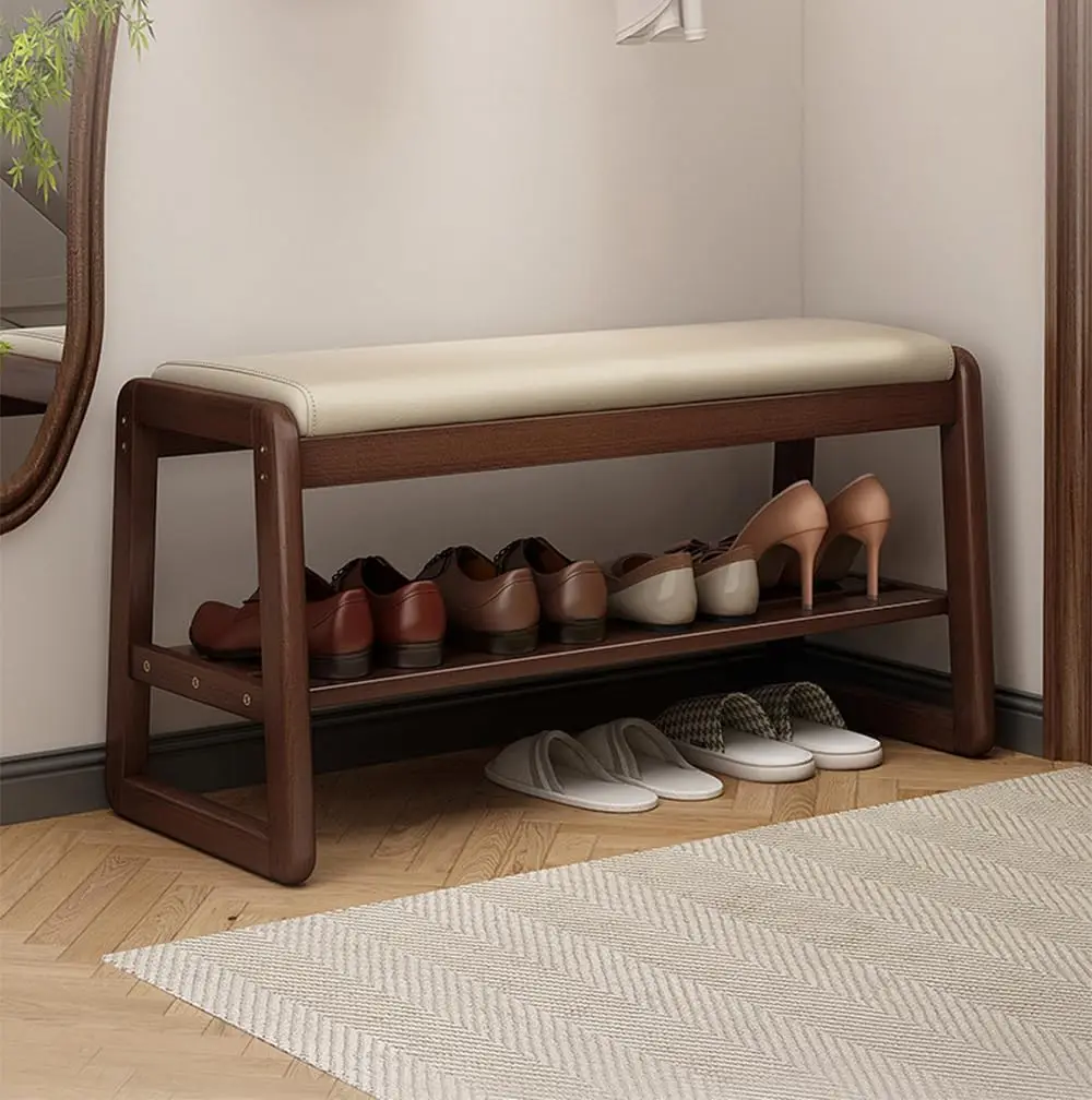 منظم أحذية من طبقتين للخزانة، وخزانة أحذية خشبية، ورف تخزين الأحذية، ورف مقعد المدخل، والأحذية المنزلية