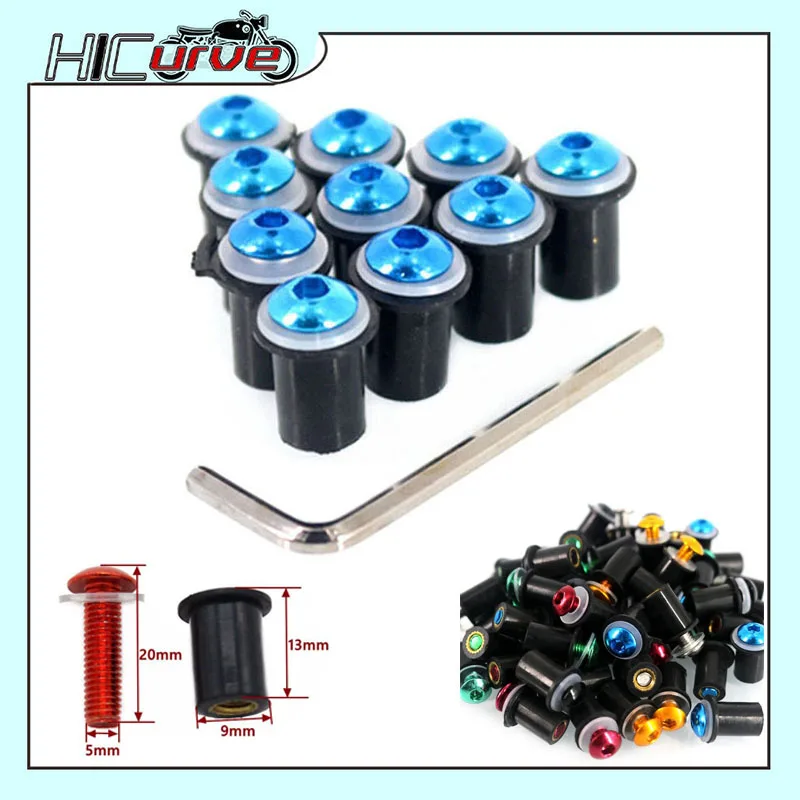 

Fit For GSX-R600 GSX-R750 GSX-R1000 GSF1250 DL1000 GSF650 Motorcycle Windshield Bolts Screw Nut Fastener Kit M5 10PCS