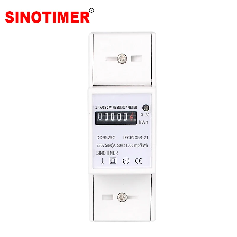 

AC 230V 80A Single Phase DN Rail Analog Mechanical Electricity Energy Meter kWh Electrical Power Consumptions Pulse Output