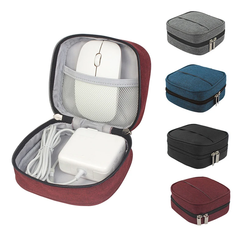 

Mini Square Digital Storage Bag Adapter Power Data Cable Headphone Mouse Portable Waterproof Organizer Case Home Travel Pouch