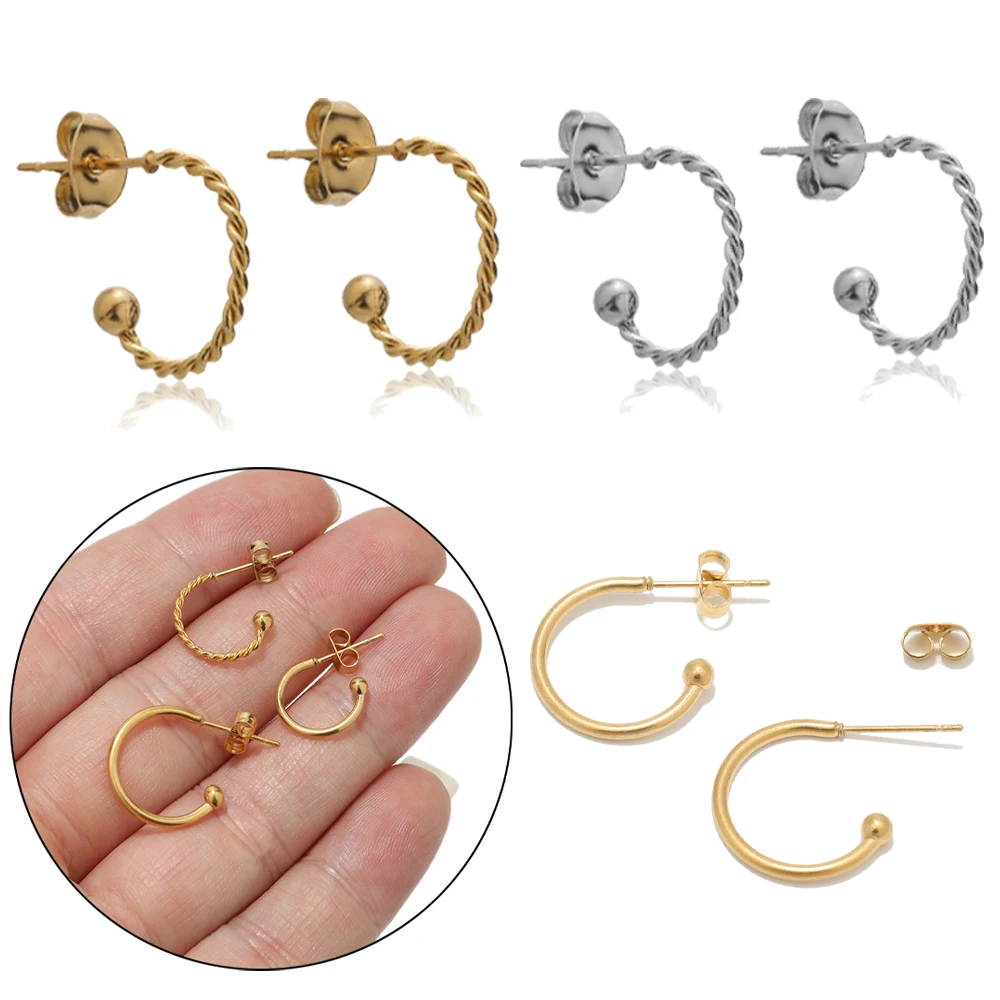 

5 Pair Stainless Steel C-Shaped Earring Hook Clasps Ear Wire Connector DIY Handmade Earrings Jewelry Making Findings Accessories