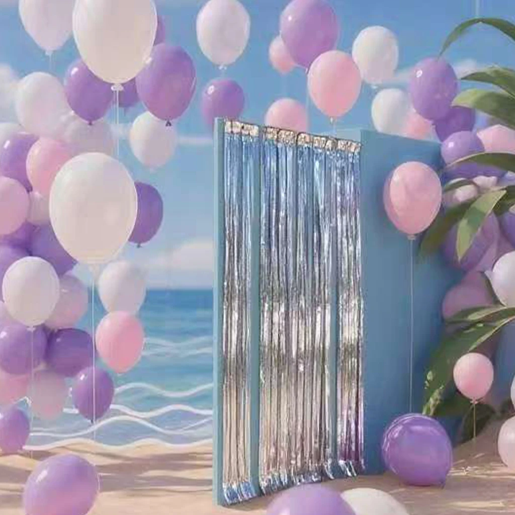 1*2M Party Hintergrund Metallic Folie Fringe Lametta Vorhang Erwachsene Geburtstag Party Hochzeit Decor Baby Shower Party Hintergrund photozon – Detail 15
