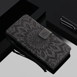 Mandala Embossed Leather Wallet Flip Case | Premium Card Holder Protective Cover - iPhone 15 Plus (GRAY)