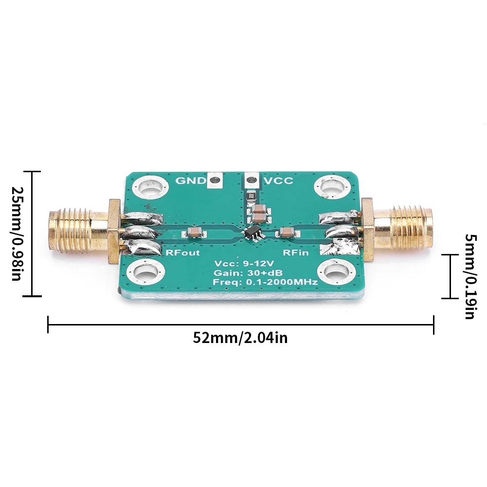 RF Amplifier LNA 0.1-2000MHz RF Wideband Amplifier Board Gain 32dB DC 9-12V