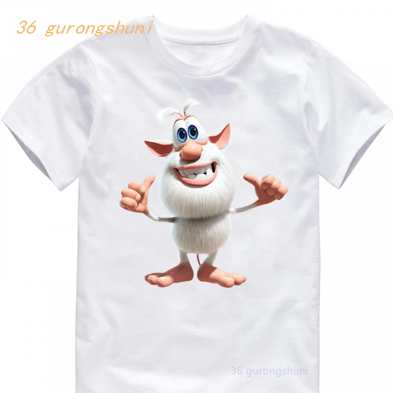 Cartoon dla dzieci ubrania dla dzieci chłopcy t shirt anime letni nadruk koszulki z krótkim rękawem koszulki dla dzieci Буба białe koszulki topy dla dziewczynek 371 Буба Мультфильм для детей