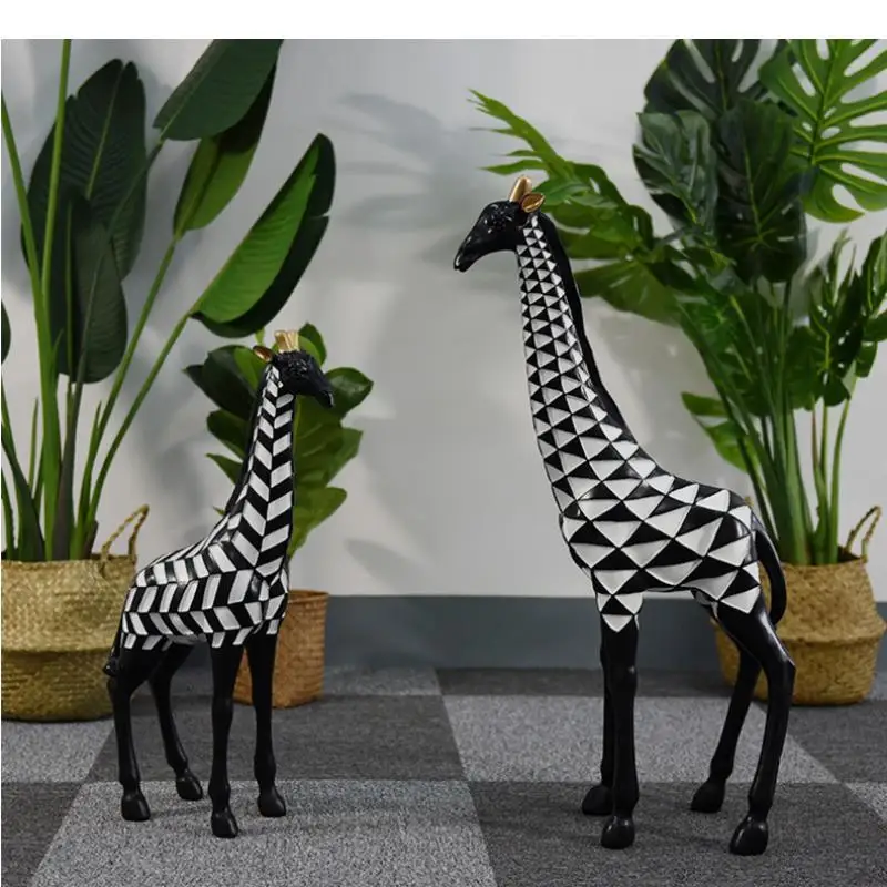 

Resin Animal Ornament Zebra Giraffe Floor Decoration Crafts Living Room Home Decor Large Statue Sculpture Figurines Knickknacks