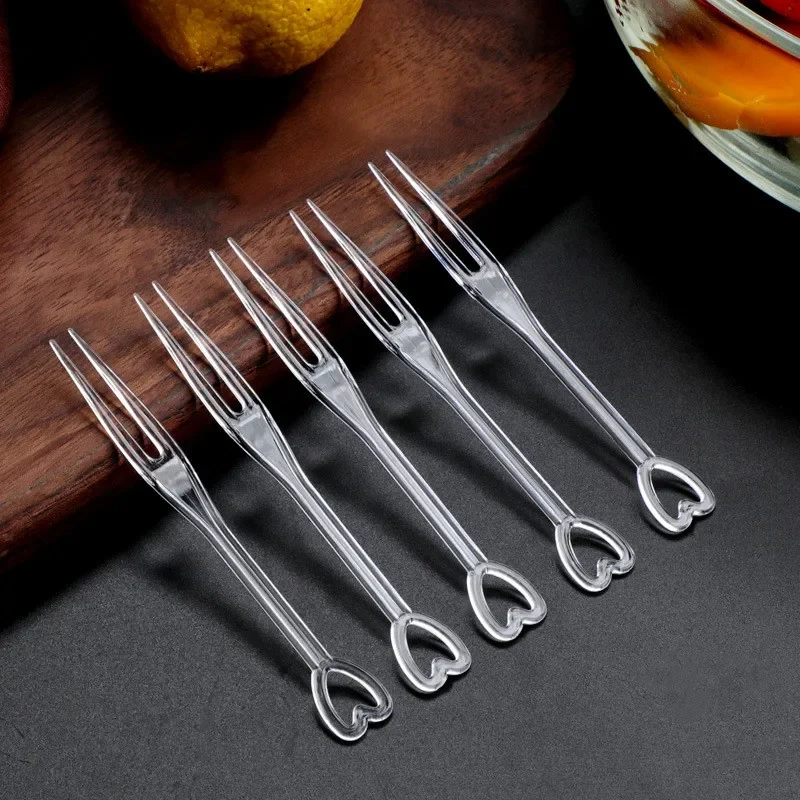Fruit fork Food picks Food toothpicks 100Pcs Fruit Fork Cake Dessert Food Fruit Pick Children Snack Mini Party Festival Love Tableware Decoration Plastic Toothpick