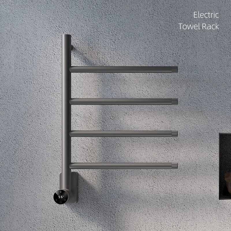 ราวแขวนผ้าเช็ดตัวอุ่นไฟฟ้าอัจฉริยะแบบหมุนได้ สีเทาปืน ทำจากสแตนเลส 304 พร้อมระบบ WiFi 1