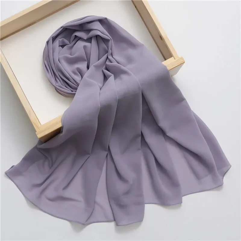 Spring Ramadan Muslim Chiffon Hijabs For Woman Plain Color Headscarf Long Shawl Scarf Women Ladies Islam Hijabs New plain hijab scarf