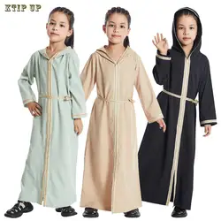 Ramadan Fashion Casual Girls Kids Muslim Long Dress Islamic Clothing Dubai Abayas Children Eid Ramadan Robe Arab Jilbab Gown