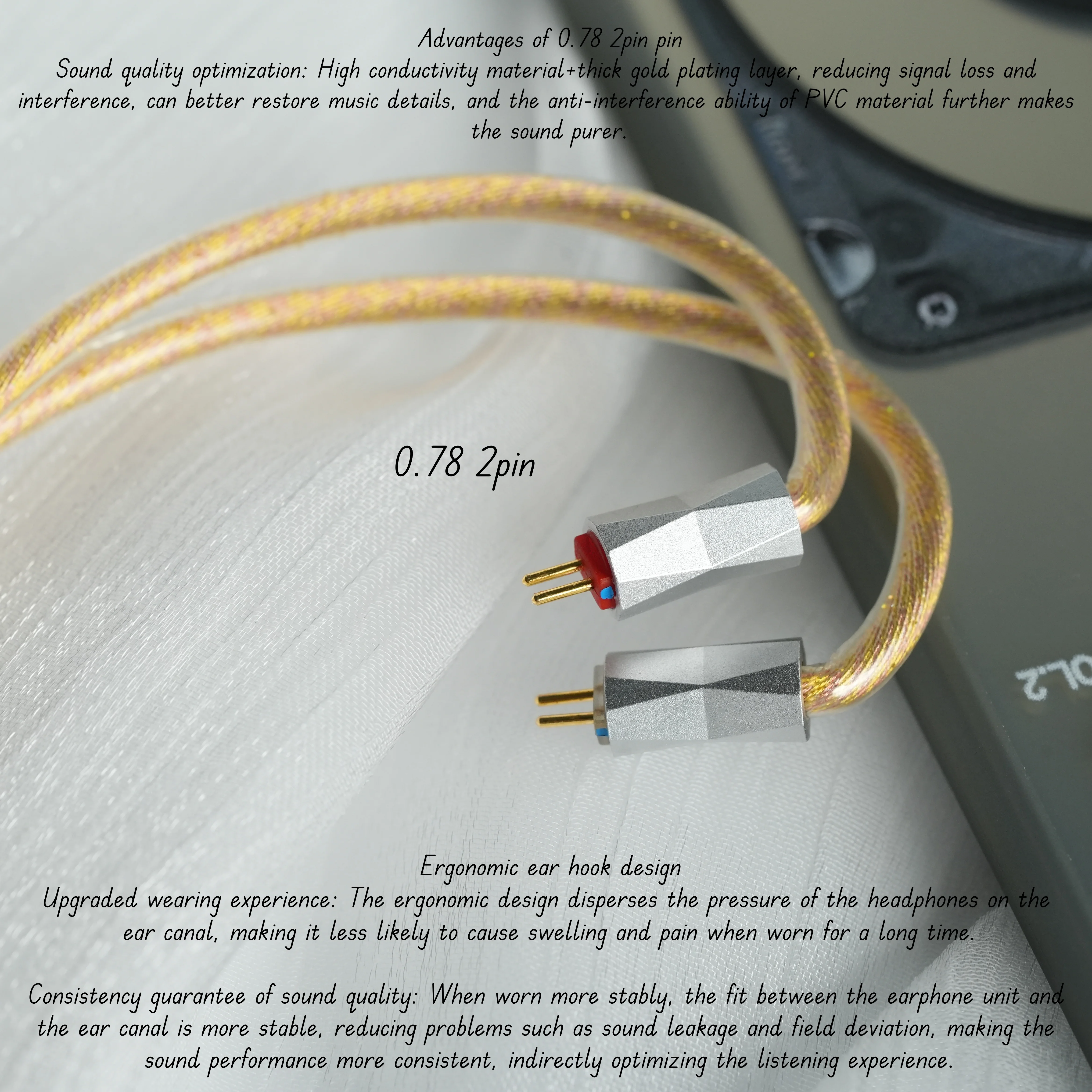 ZiSin-334 iem cable 4.4mm balanced plug compatible with 0.78 2pin