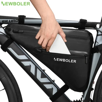 NEWBOLER Borsa da bicicletta per bici Telaio per tubo anteriore Manubrio Borse da ciclismo impermeabili Custodia triangolare Supporto per telaio Accessori per biciclette