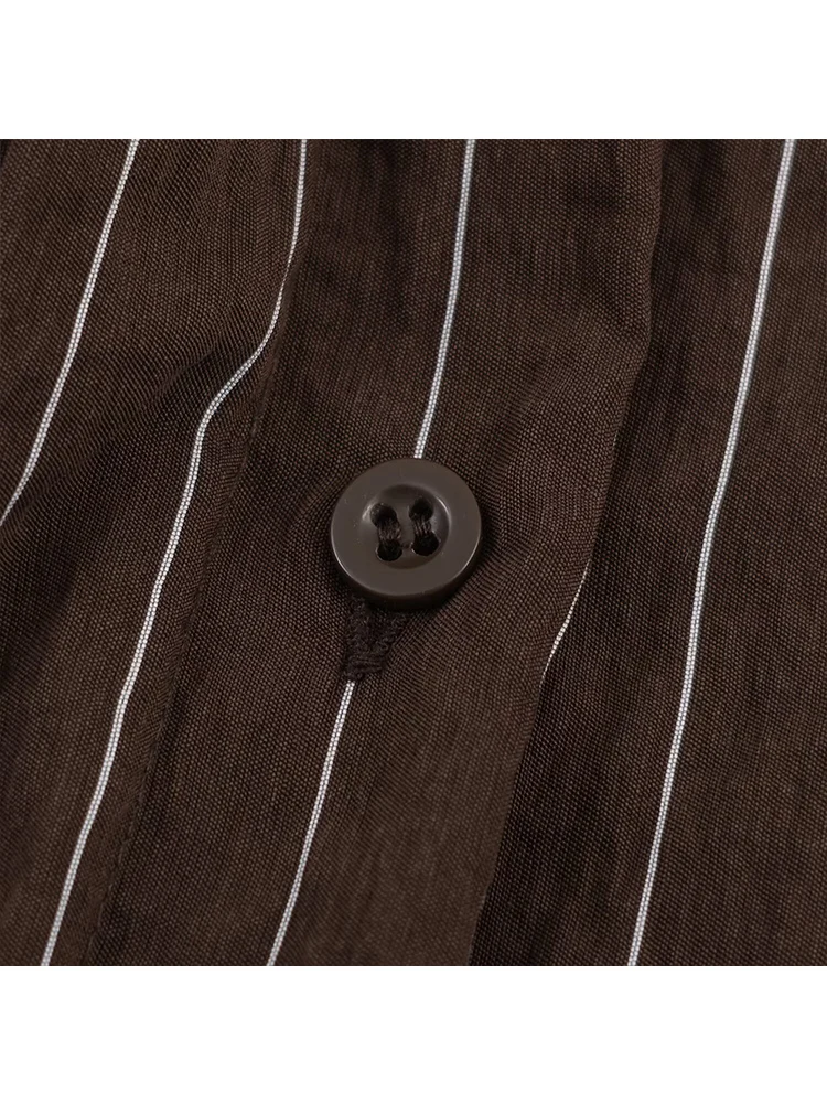 Spring New Women Casual Striped Shirt Fashion Long Sleeve Autumn Streetwear Female Loose Buckle Lapel Commuting Blouse Tops