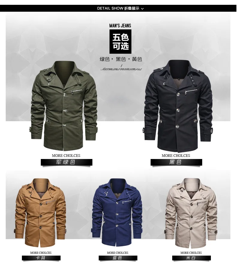 racer jacket Autumn Long Cotton Business Jacket Men New Male Casual Windbreaker Overcoat  Winter Trench Outwear Slim Coat Plus Size 5XL men's winter coats & jackets