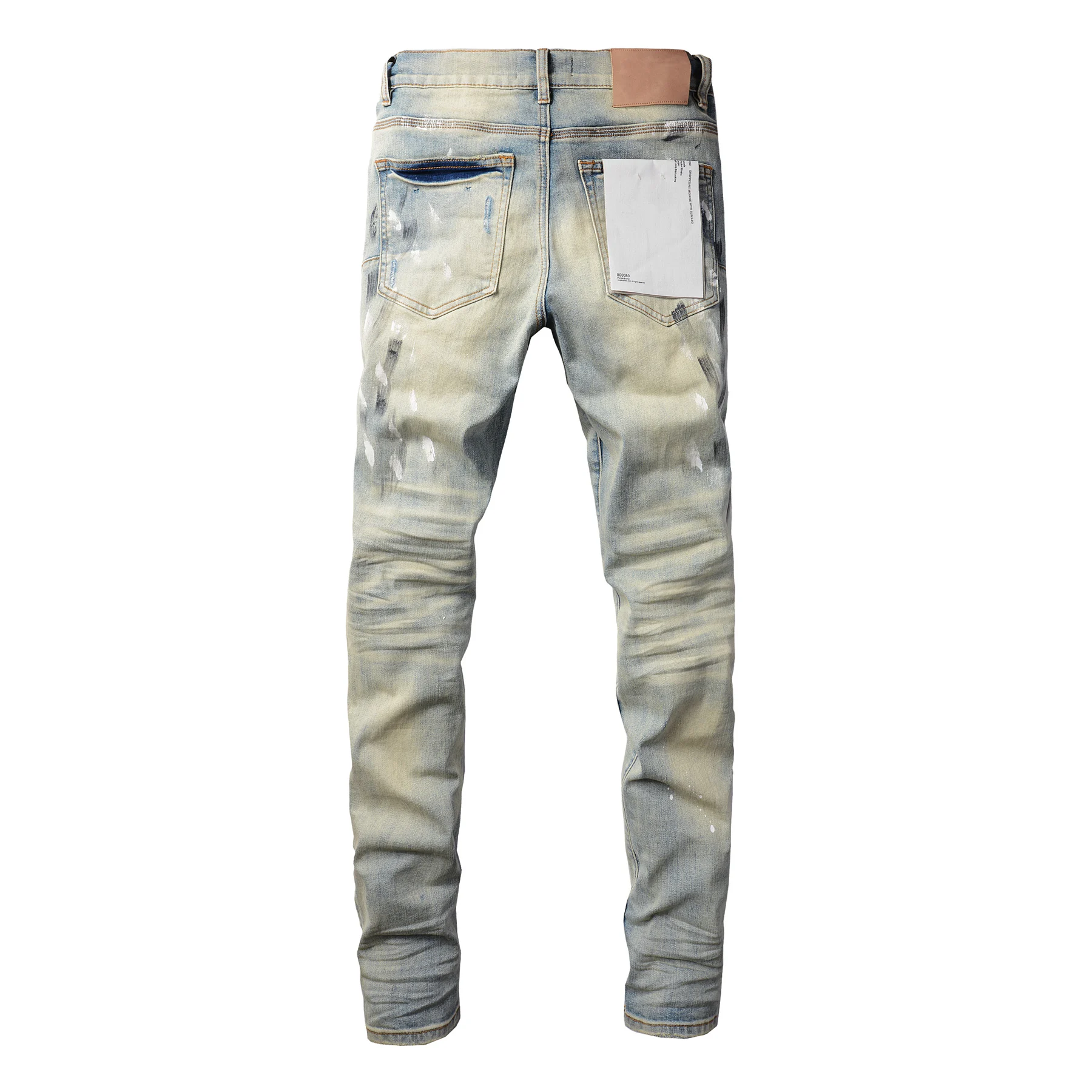 Top quality Purples jeans Men brands with High street blue print letters trousers Fashion Repair Low Rise Skinny Denim pants 3